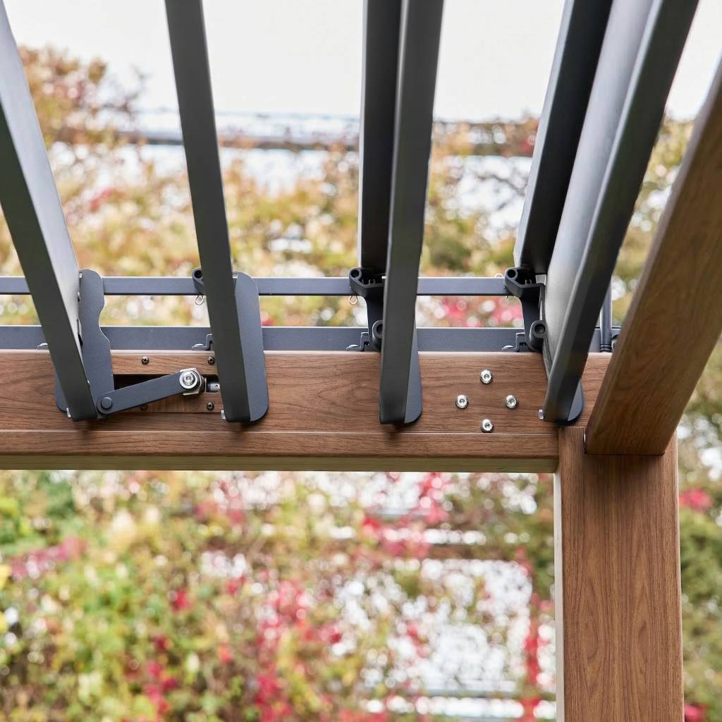 sweeek - Pergola Bioclimatique coloris bois foncé – Triomphe – 3x4m. aluminium. à lames orientables  | sweeek - Image 1