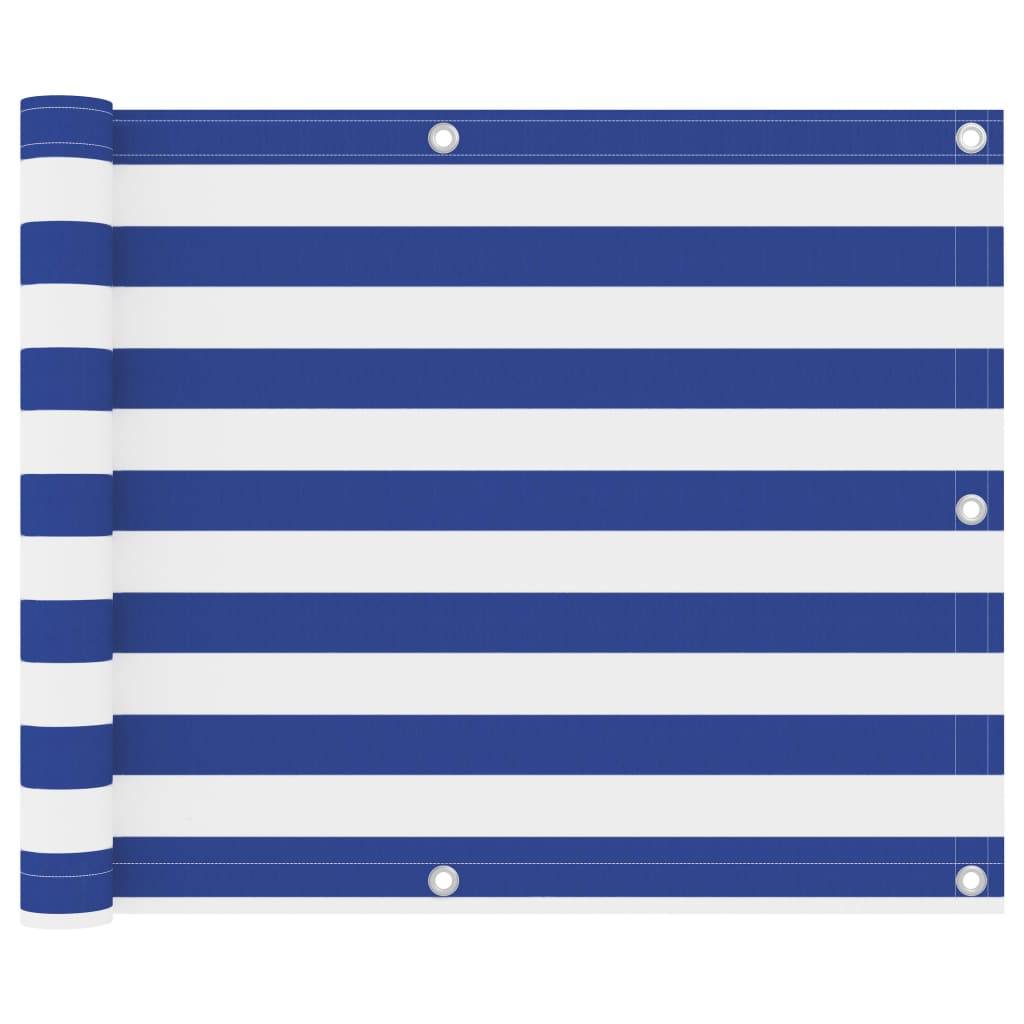 Helloshop26 - Écran de balcon brise pare vue protection confidentialité 75 x 600 cm tissu oxford blanc et bleu - Imagen 1