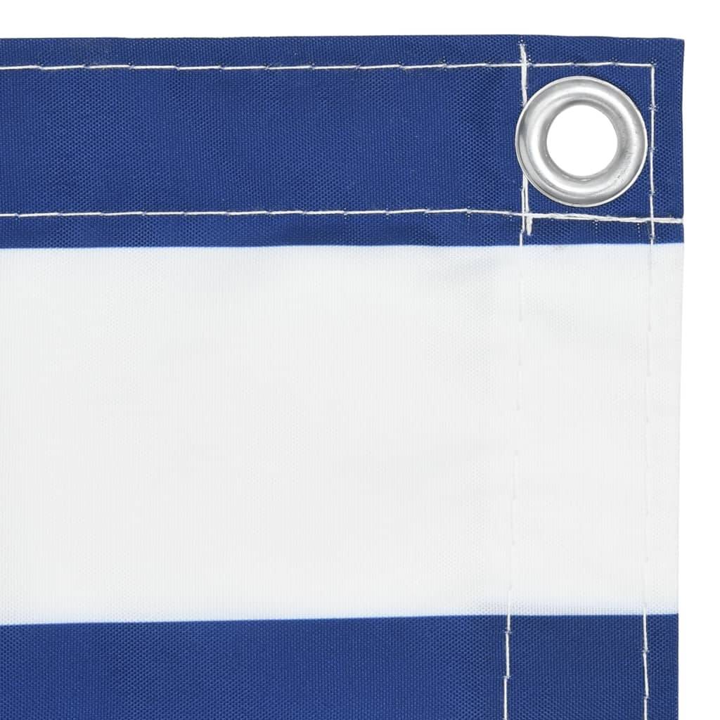 Helloshop26 - Écran de balcon brise pare vue protection confidentialité 75 x 600 cm tissu oxford blanc et bleu - Imagen 3
