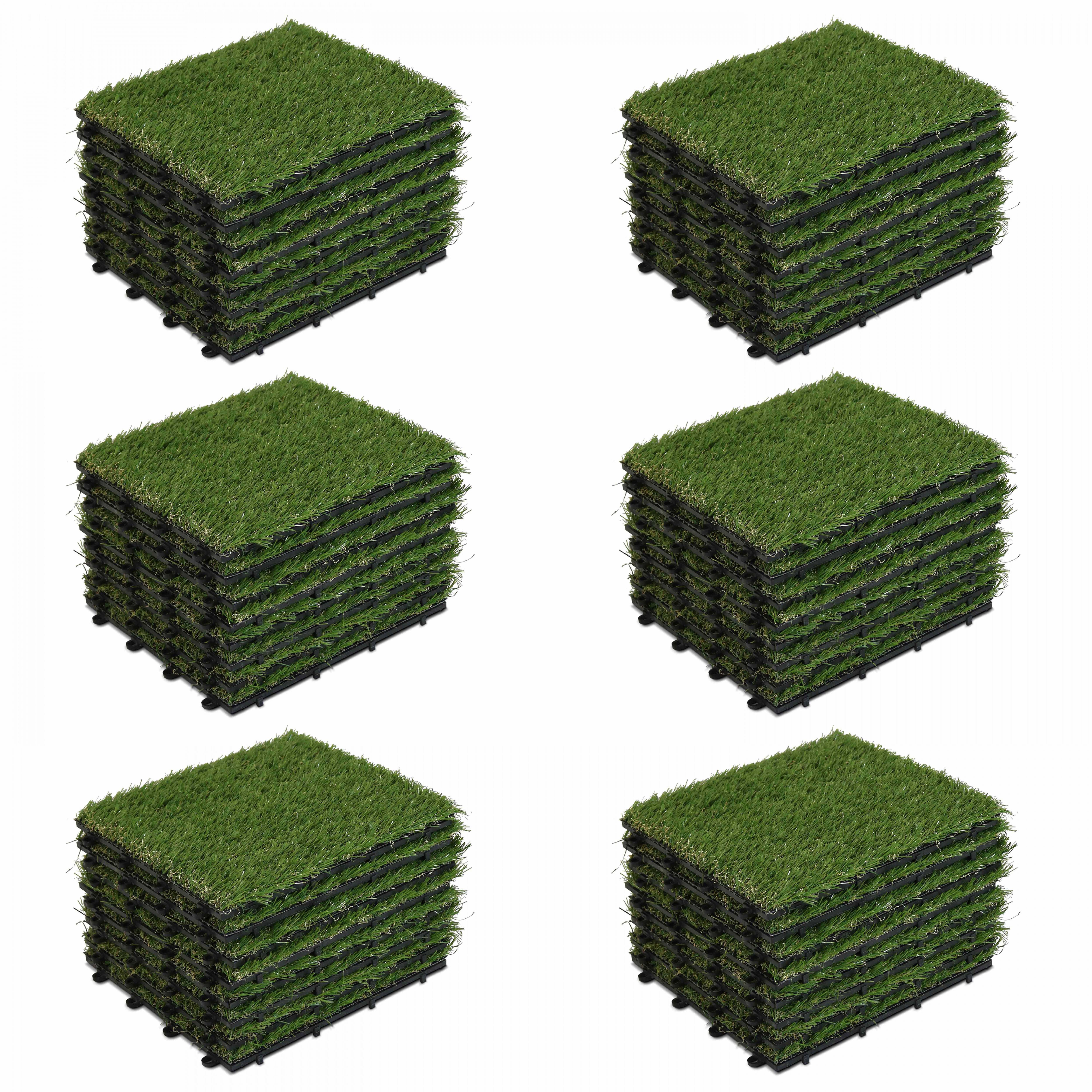 Oviala - Lot de 48 dalles clipsables gazon artificiel vert Arena - Oviala - Imagen 1
