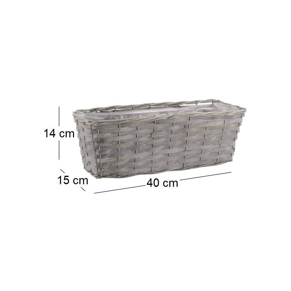 Aubry Gaspard - Jardinière en osier et bois 40 x 15 x 14 cm - Imagen 3
