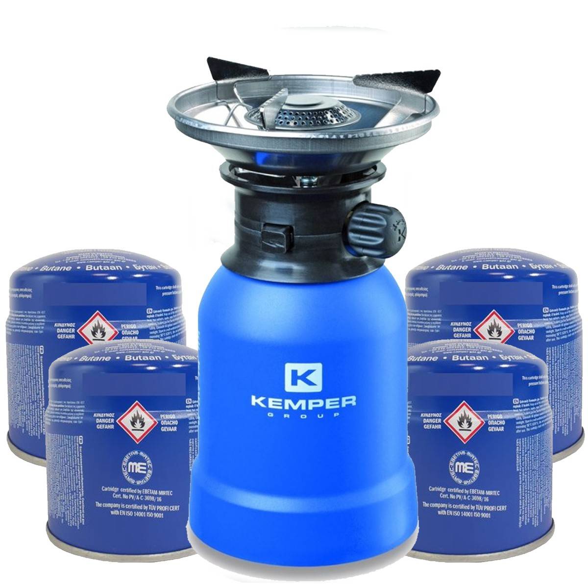 Réchaud gaz 2200W Coque ABS Piezo + 4 cartouches de gaz 190gr KEMPER - Imagen 1