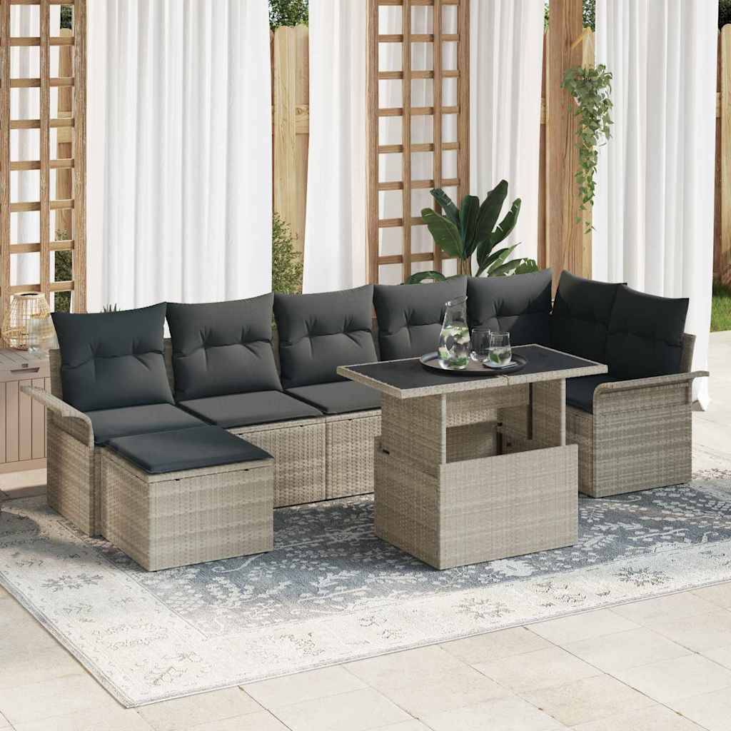 ComfortXL - Salon de jardin modulable 8 pcs pour 7 personnes avec pouf Gris clair – ComfortXL Outdoor Living - Image 1