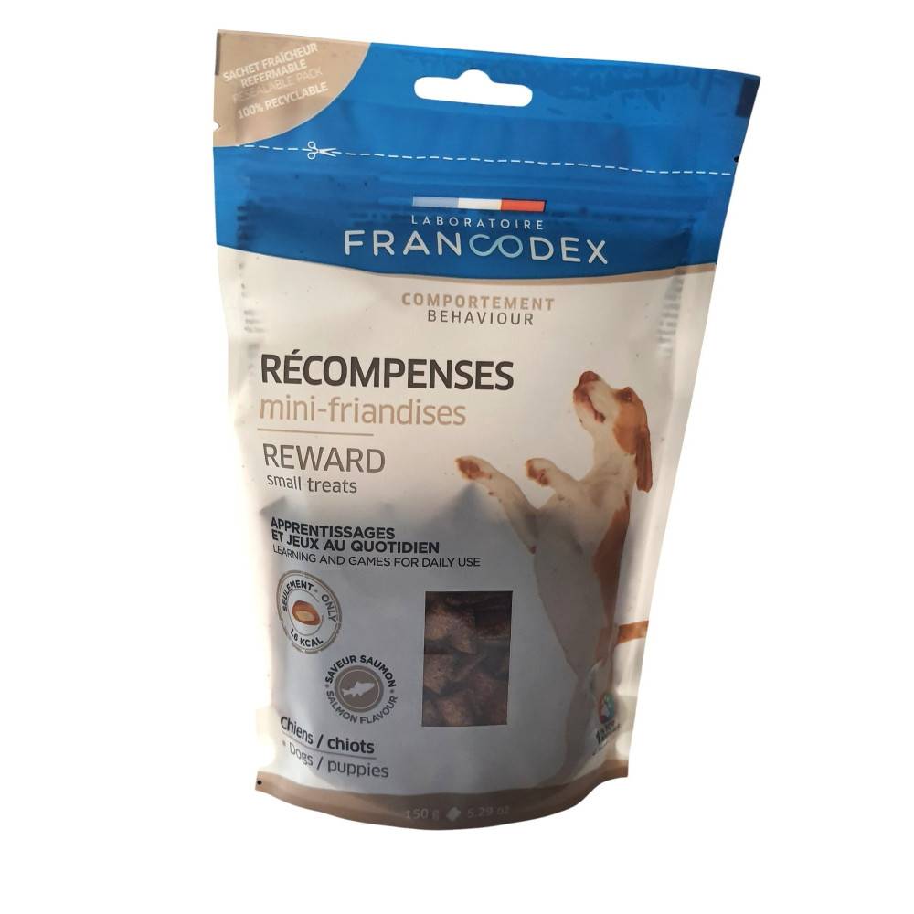 Francodex - Mini golosinas de recompensa sabor salmón 150 g para perros y cachorros - Imagen 1