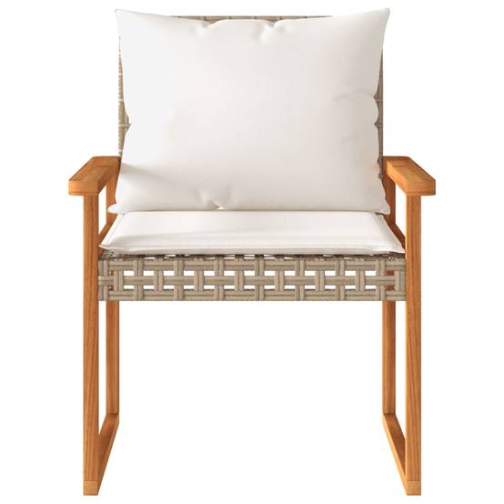 Ensemble de bistro et coussins 3 pcs | Mobilier d'extérieur mélange beige rotin acacia Maison Chic - Image 5