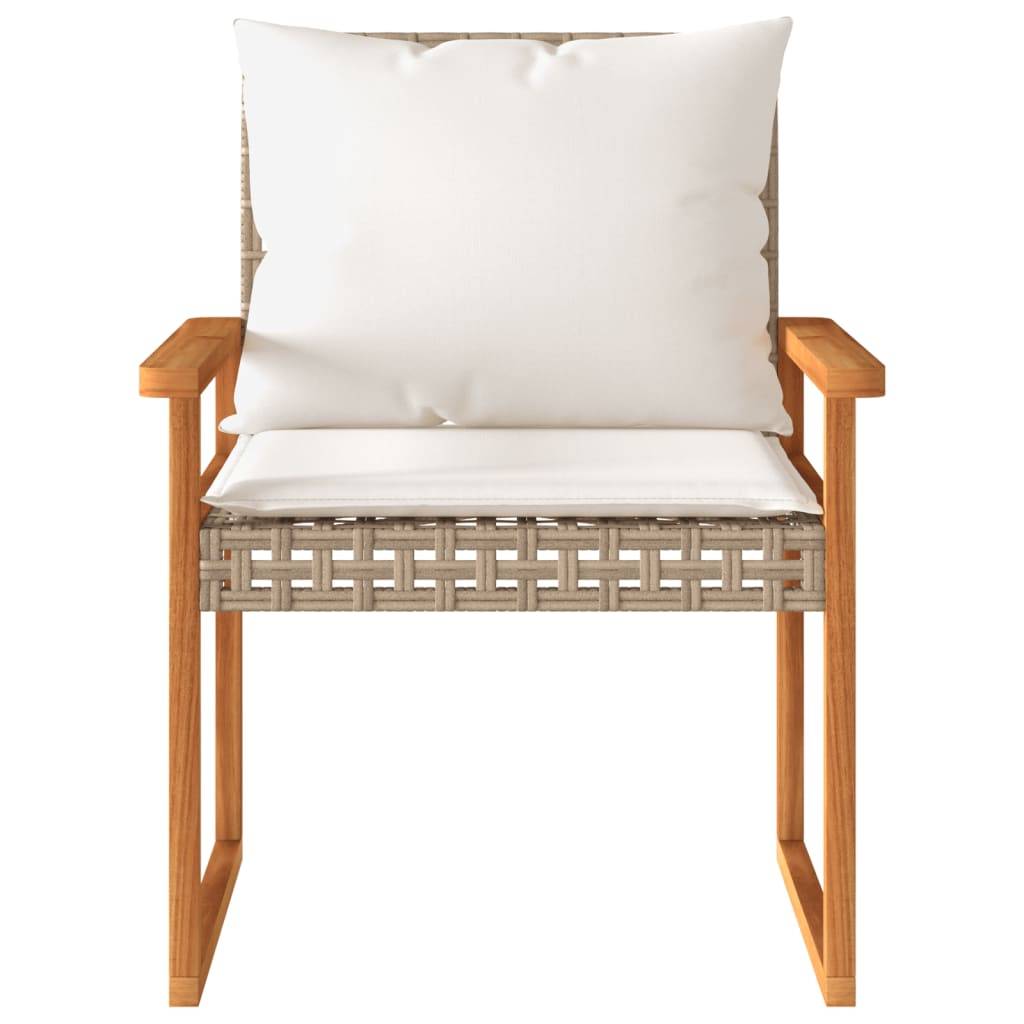 Ensemble de bistro et coussins 3 pcs | Mobilier d'extérieur mélange beige rotin acacia Maison Chic - Image 5