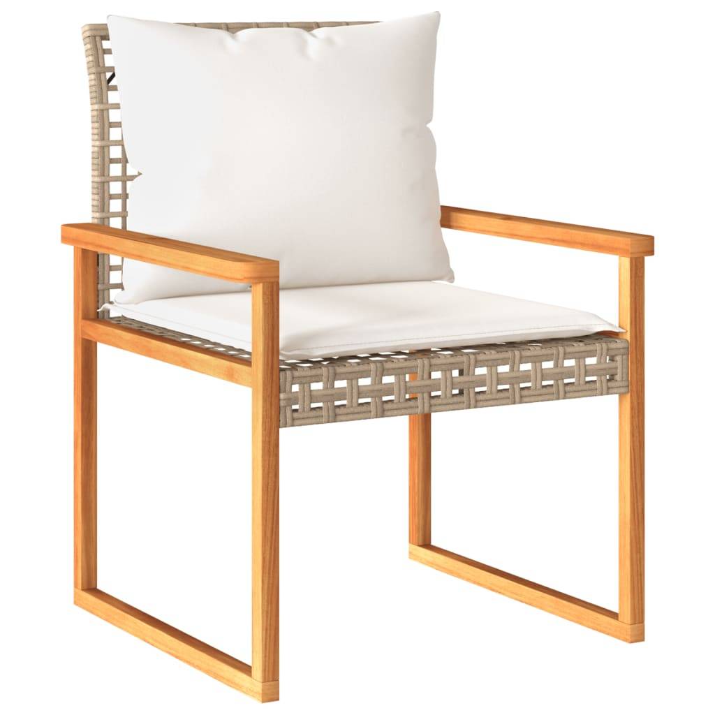 Ensemble de bistro et coussins 3 pcs | Mobilier d'extérieur mélange beige rotin acacia Maison Chic - Image 4