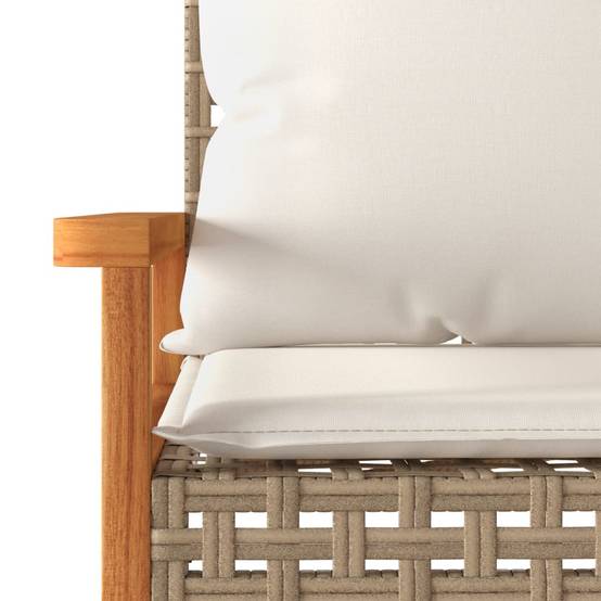 Ensemble de bistro et coussins 3 pcs | Mobilier d'extérieur mélange beige rotin acacia Maison Chic - Image 8