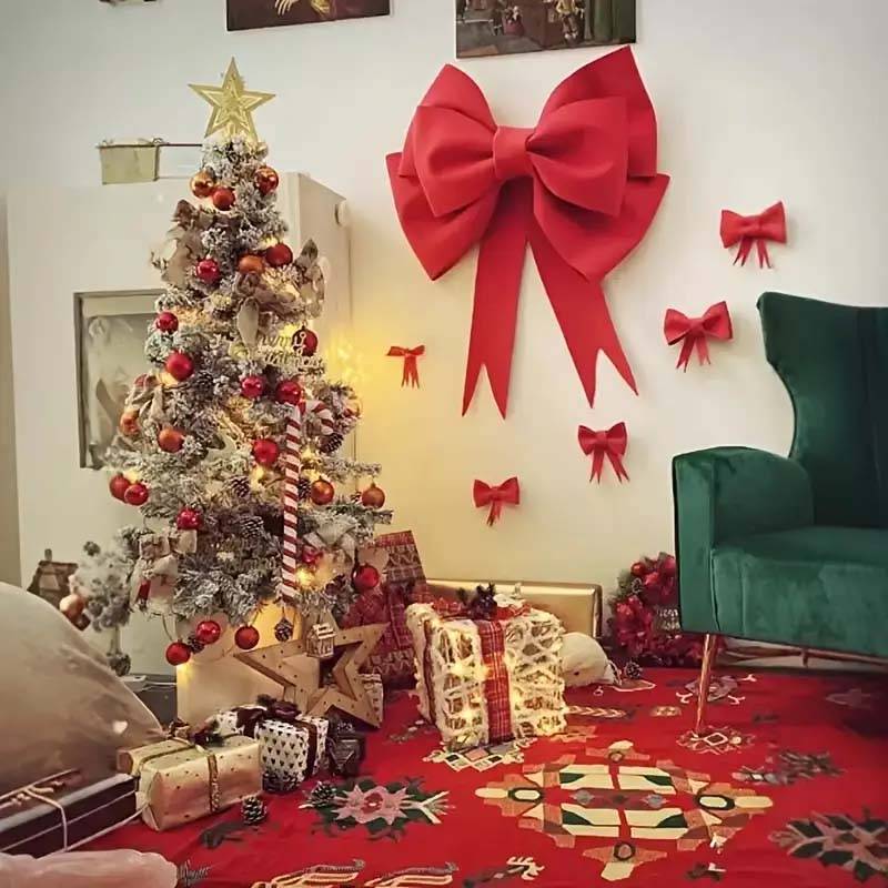 4 pcs Grandes Décorations Nœud Rouge XXL en EVA léger et durable – Déco élégante pour Noël, Mariage, Saint-Valentin, Nouvel An, Maison ou Cadeau - Image 6