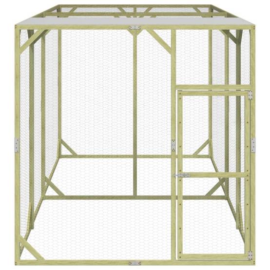 Poulailler Bois Pin Massif Enclos Extérieur Volailles Toit Étanche 200x400x200cm Brun - ComfortXL Outdoor Living - Image 3