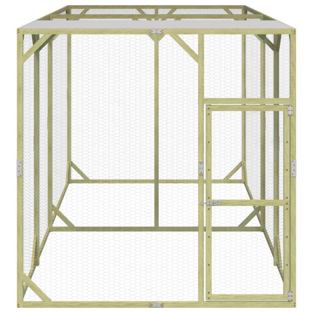 Poulailler Bois Pin Massif Enclos Extérieur Volailles Toit Étanche 200x400x200cm Brun - ComfortXL Outdoor Living - Image 3