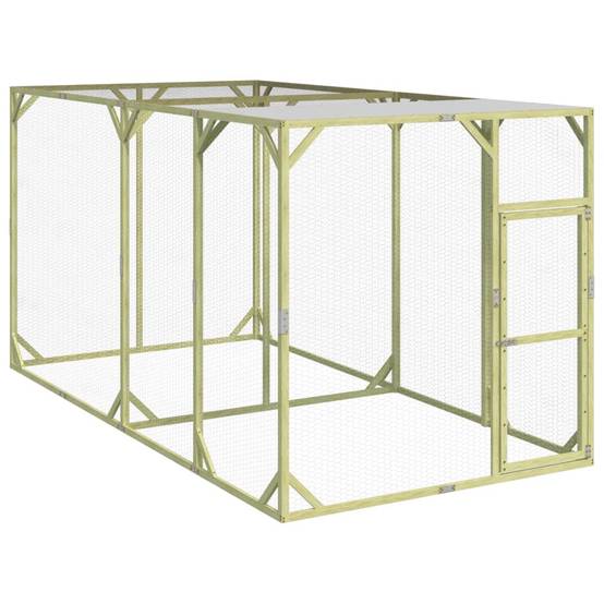 Poulailler Bois Pin Massif Enclos Extérieur Volailles Toit Étanche 200x400x200cm Brun - ComfortXL Outdoor Living - Image 1