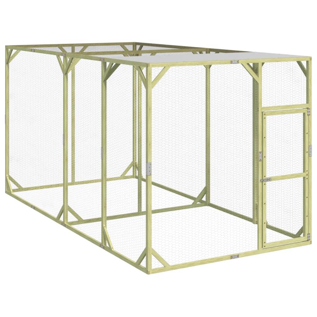 Poulailler Bois Pin Massif Enclos Extérieur Volailles Toit Étanche 200x400x200cm Brun - ComfortXL Outdoor Living - Image 1