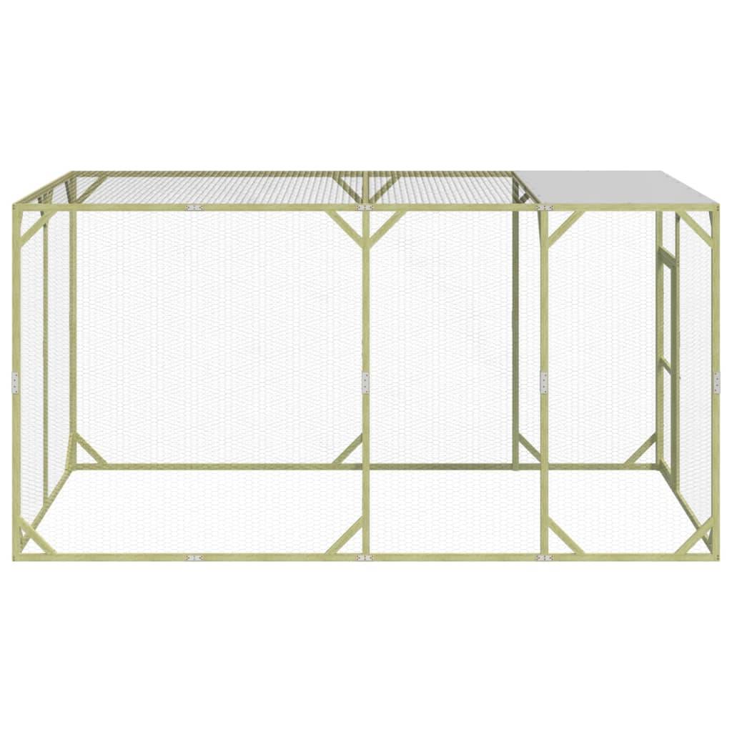 Poulailler Bois Pin Massif Enclos Extérieur Volailles Toit Étanche 200x400x200cm Brun - ComfortXL Outdoor Living - Image 2