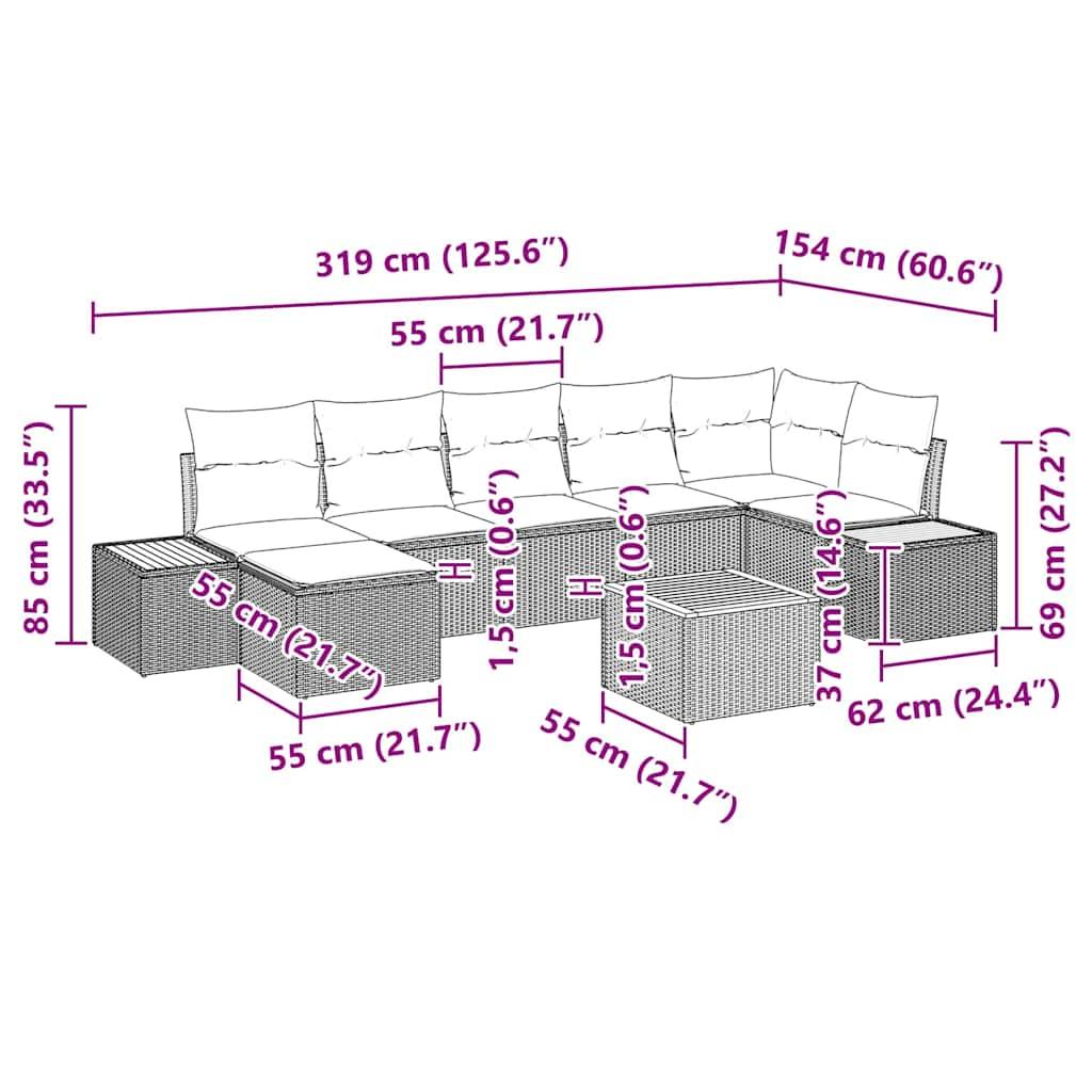 ComfortXL - Salon de jardin modulable 8 pcs en polyrotin avec table et coussins Gris – ComfortXL Outdoor Living - Image 8