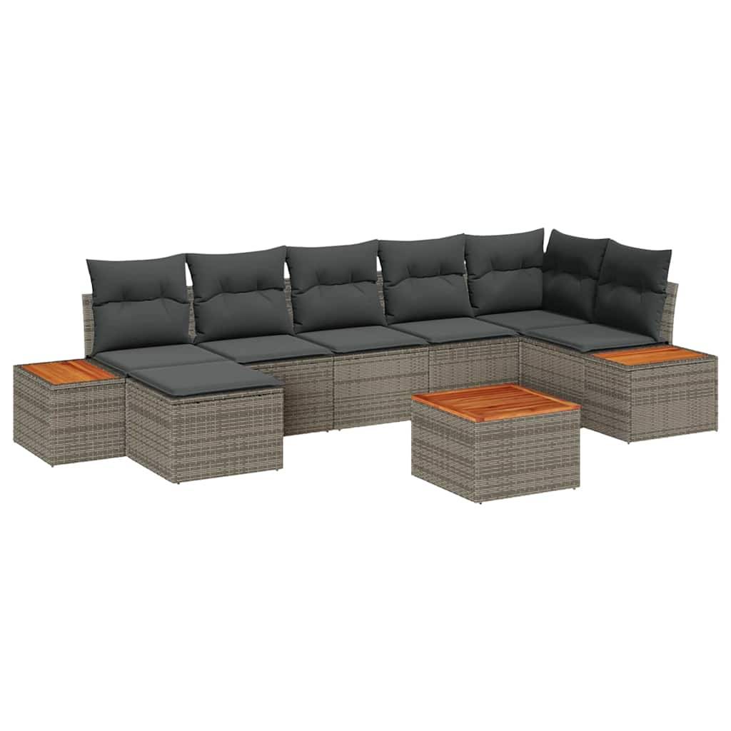 ComfortXL - Salon de jardin modulable 8 pcs en polyrotin avec table et coussins Gris – ComfortXL Outdoor Living - Image 2