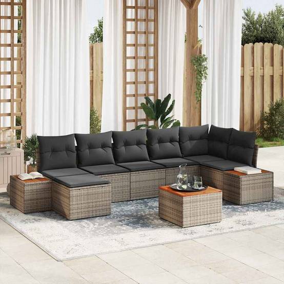 ComfortXL - Salon de jardin modulable 8 pcs en polyrotin avec table et coussins Gris – ComfortXL Outdoor Living - Image 1