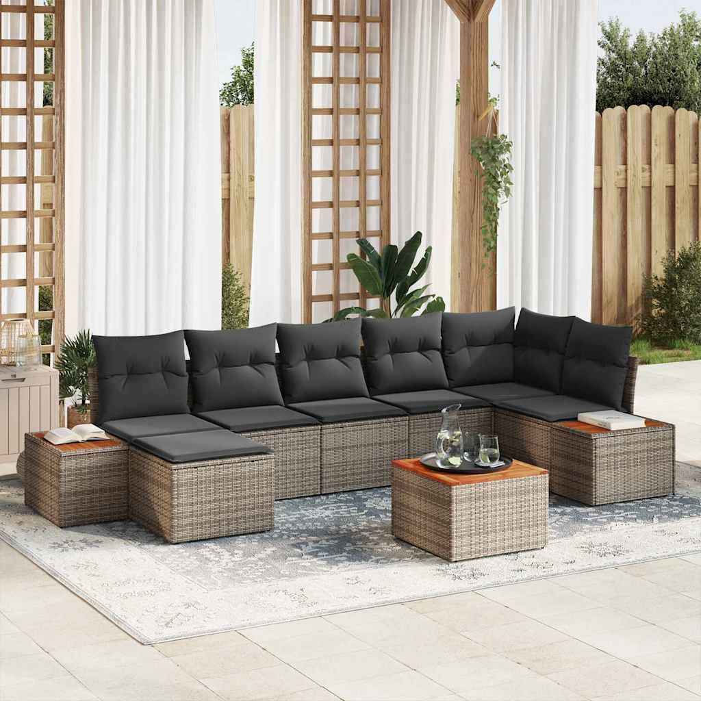 ComfortXL - Salon de jardin modulable 8 pcs en polyrotin avec table et coussins Gris – ComfortXL Outdoor Living - Image 1