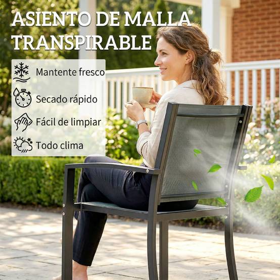 Ensemble de jardin bistro 3 pièces acier et textilène pour terrasse gris - ComfortXL Outdoor Living - Image 8