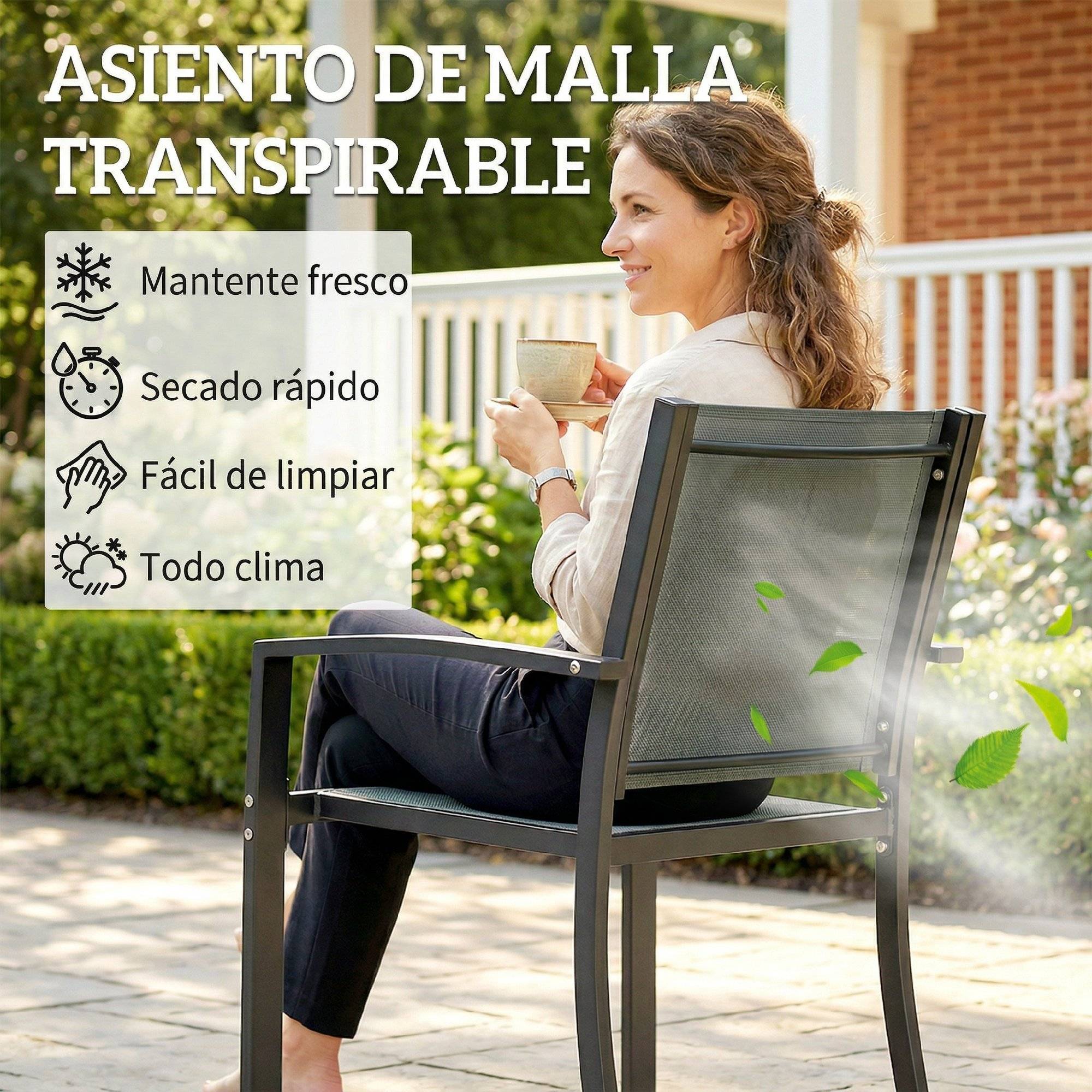 Ensemble de jardin bistro 3 pièces acier et textilène pour terrasse gris - ComfortXL Outdoor Living - Image 8