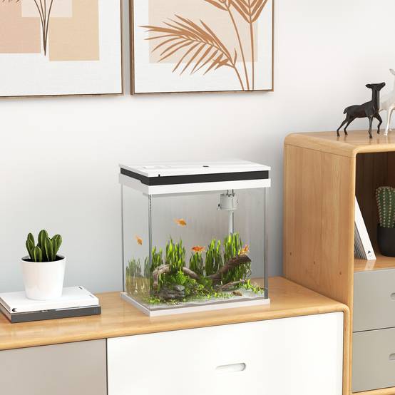 Aquarium complet verre tropical 14L pompe filtration éclairage LED 30x20x33cm blanc - ComfortXL Outdoor Living - Image 4