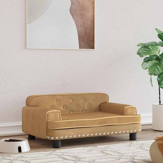 Canapé pour chien en velours confortable pour salon Marron 70x45x30 cm – ComfortXL Pet Living - Image 1