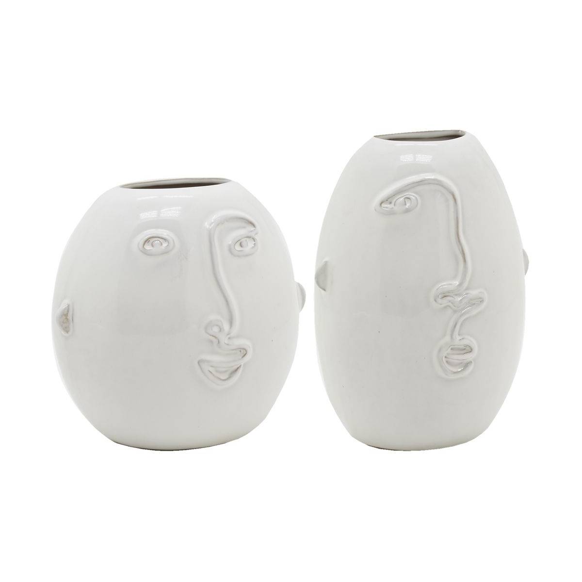 Aubry Gaspard - Vases visage en céramique blanche (Lot de 2) - Imagen 1
