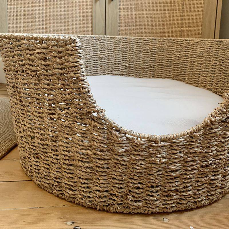 Beau Rivage - Panier rond  ATHENA pour chien et chat en jonc de mer coussin écru Beau Rivage - Imagen 8