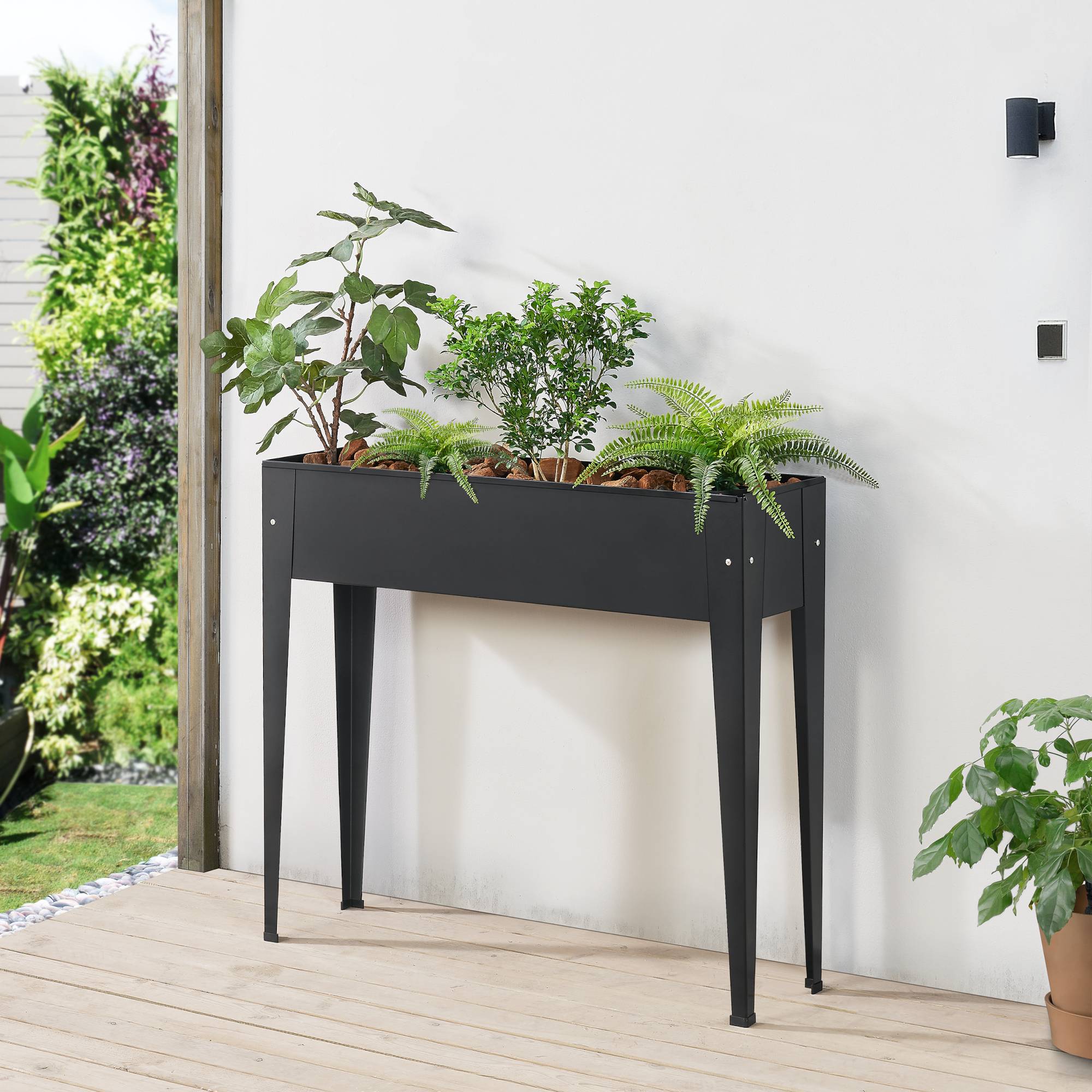 Potager surélevé Lelystad à hauteur ergonomique en acier 98 x 25 x 82 cm anthracite [en.casa] - Image 2