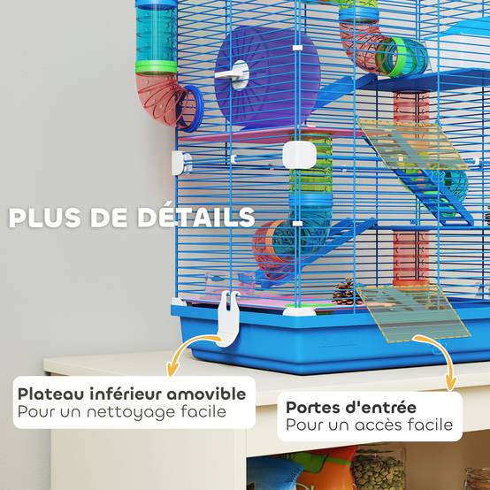 Cage hamster métal pour appartement avec tubes 46x58cm Bleu - ComfortXL Outdoor Living - Image 9