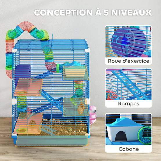Cage hamster métal pour appartement avec tubes 46x58cm Bleu - ComfortXL Outdoor Living - Image 8