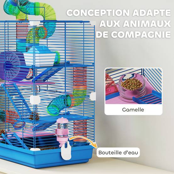 Cage hamster métal pour appartement avec tubes 46x58cm Bleu - ComfortXL Outdoor Living - Image 7