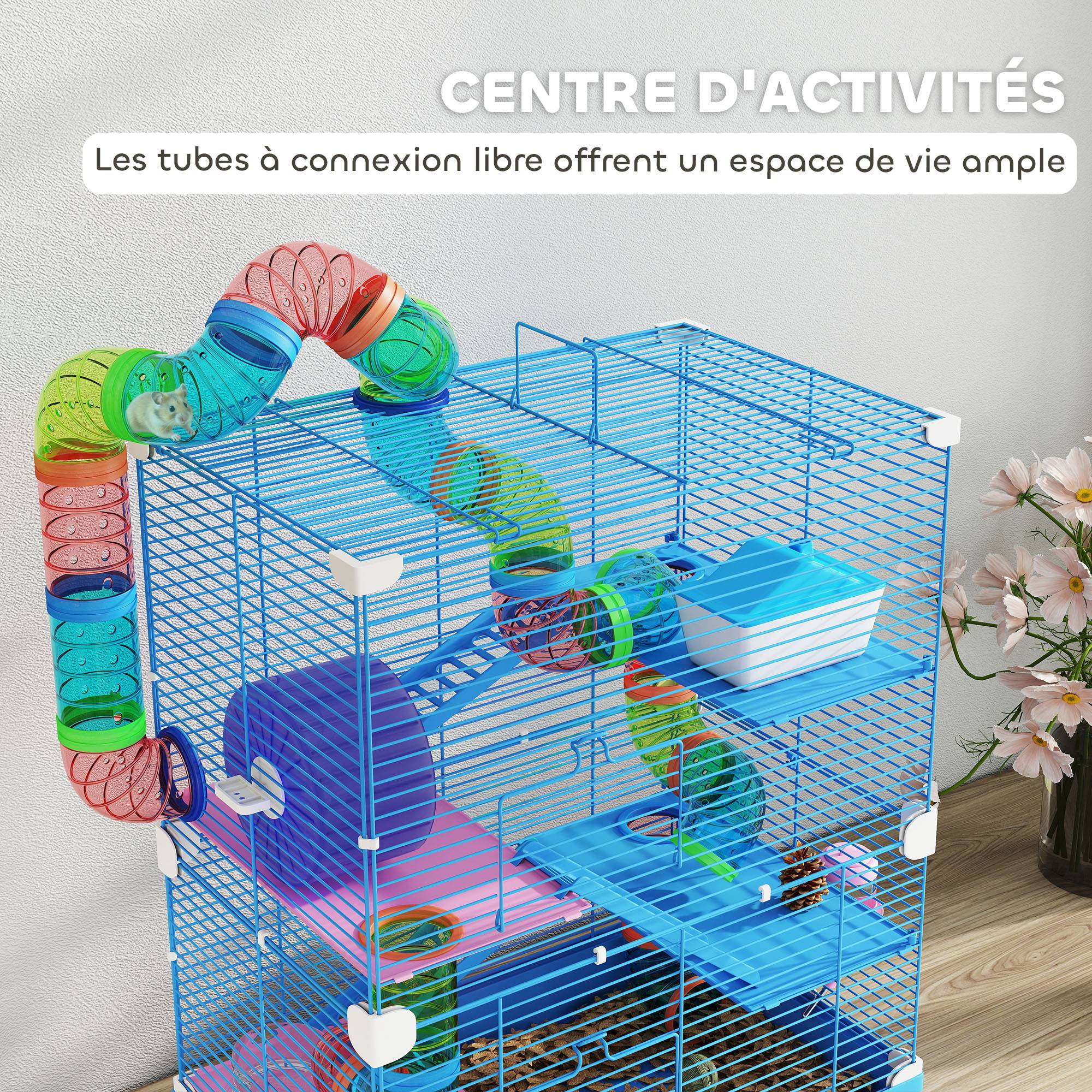 Cage hamster métal pour appartement avec tubes 46x58cm Bleu - ComfortXL Outdoor Living - Image 6