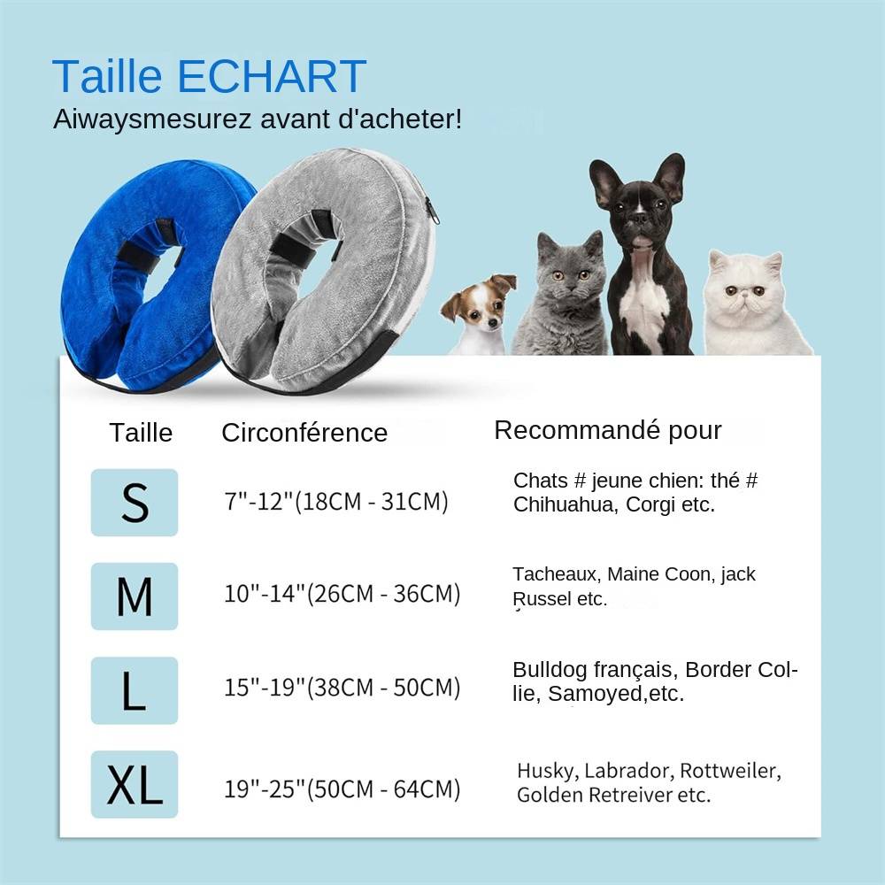 Collerette gonflable ajustable pour chien, gris MCBOSON - Image 4