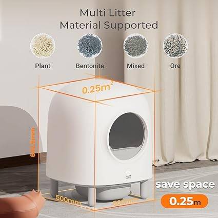 Litière connectée pour chat, sans odeur HHOLOVE – autonettoyante, capteurs radar, sac 56 L, Wi-Fi app – HHOLOVE - Image 4