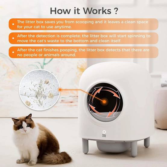 Litière connectée pour chat, sans odeur HHOLOVE – autonettoyante, capteurs radar, sac 56 L, Wi-Fi app – HHOLOVE - Image 2