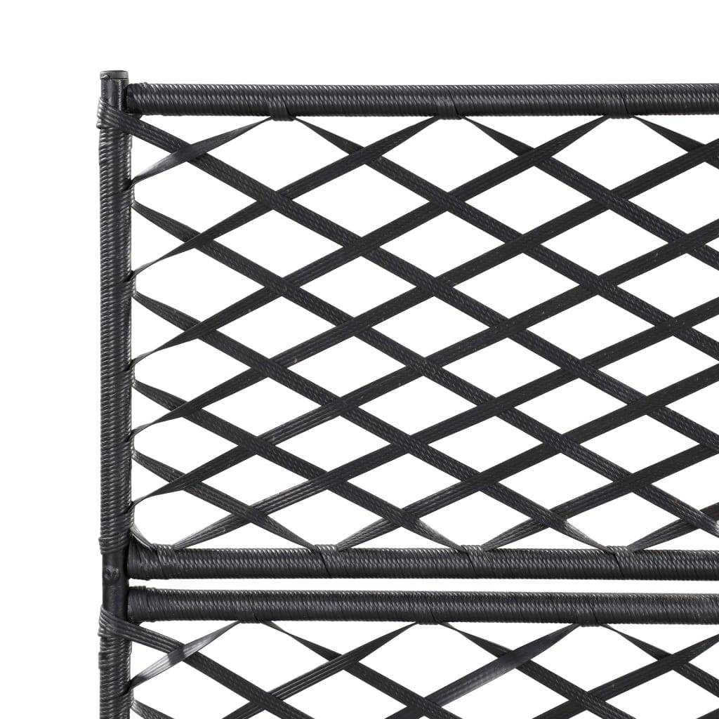 Helloshop26 - Jardinière lit surélevé plantes fleurs jardin en treillis 3 pots 83 x 30 x 130cm résine tressée noir - Imagen 5