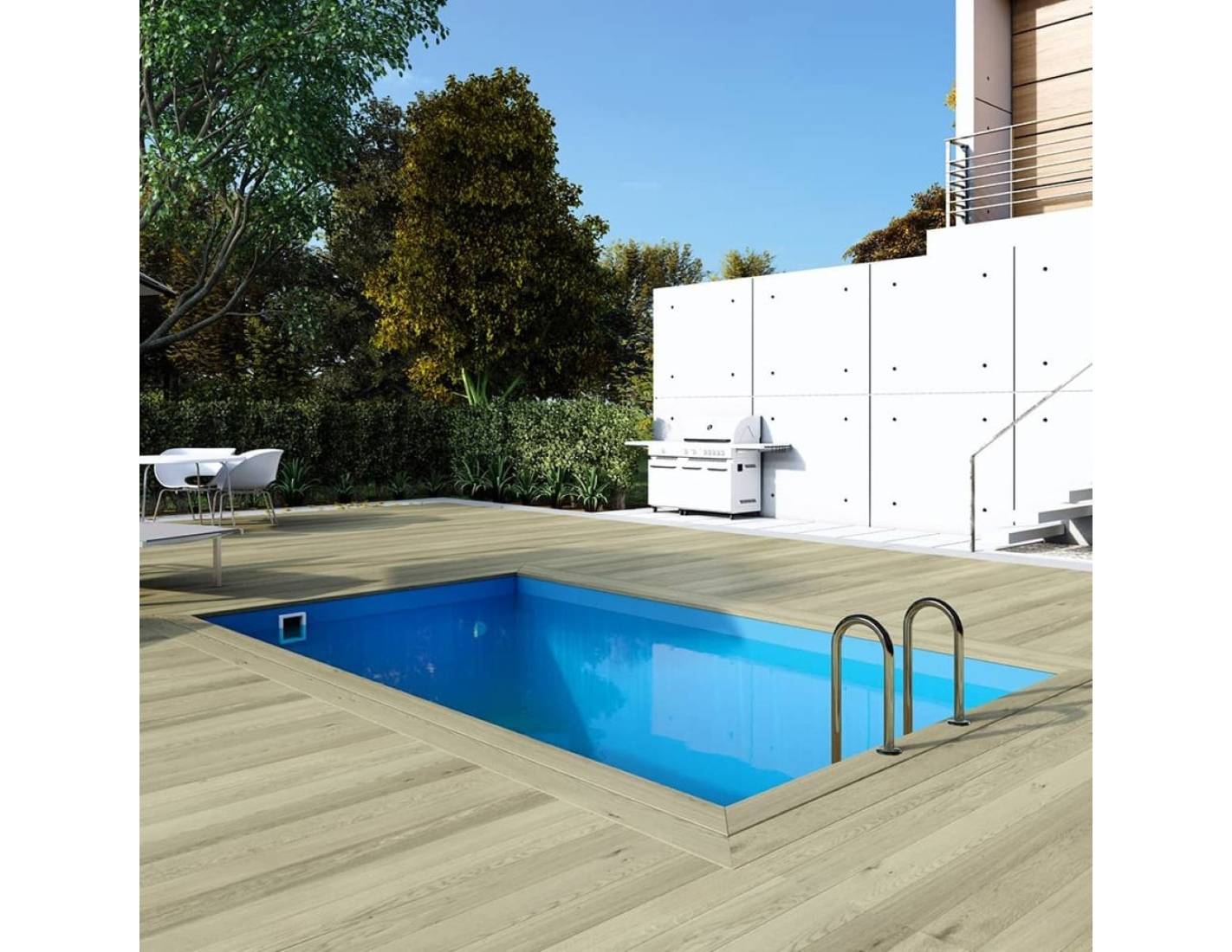 Altanka - Piscine hors sol en bois AQUA 4.65 x 2.85 - H.1.24 m, bleu pâle, fixations à visser - BAS7306OSPL - ALTANKA - Image 3