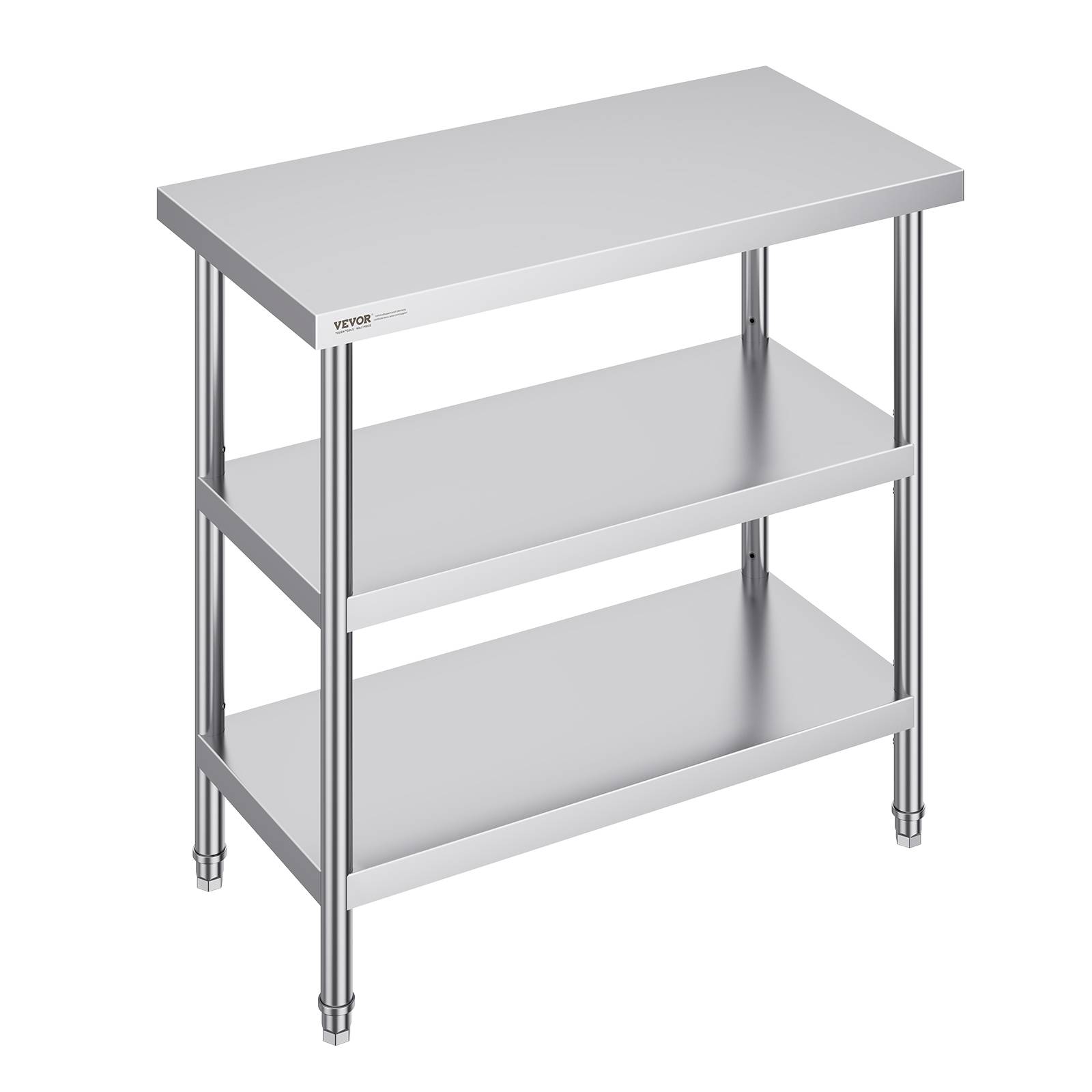 VEVOR Station travail cuisine métal 18x36x34 pouces, inox, 2 étagères flexibles, durable pour cuisine. - Image 1