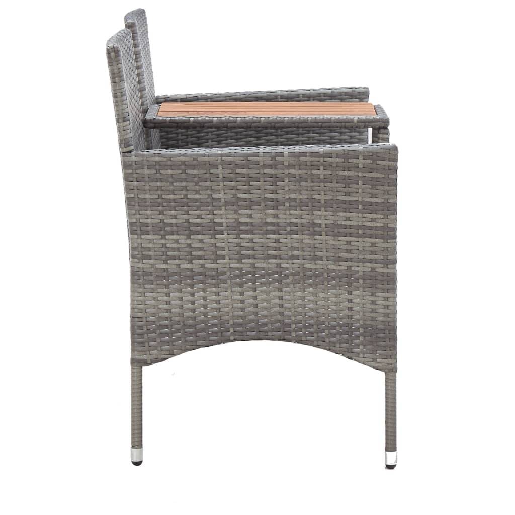 Helloshop26 - Banc de jardin meuble de patio d'extérieur terrasse 2 places et table à thé 143 x 65 x 88 cm résine tressée gris - Imagen 3