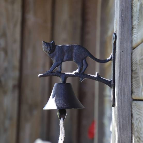 Cloche surmontée d'un chat en fonte marron 18 x 20 cm Chemin de campagne - Imagen 4