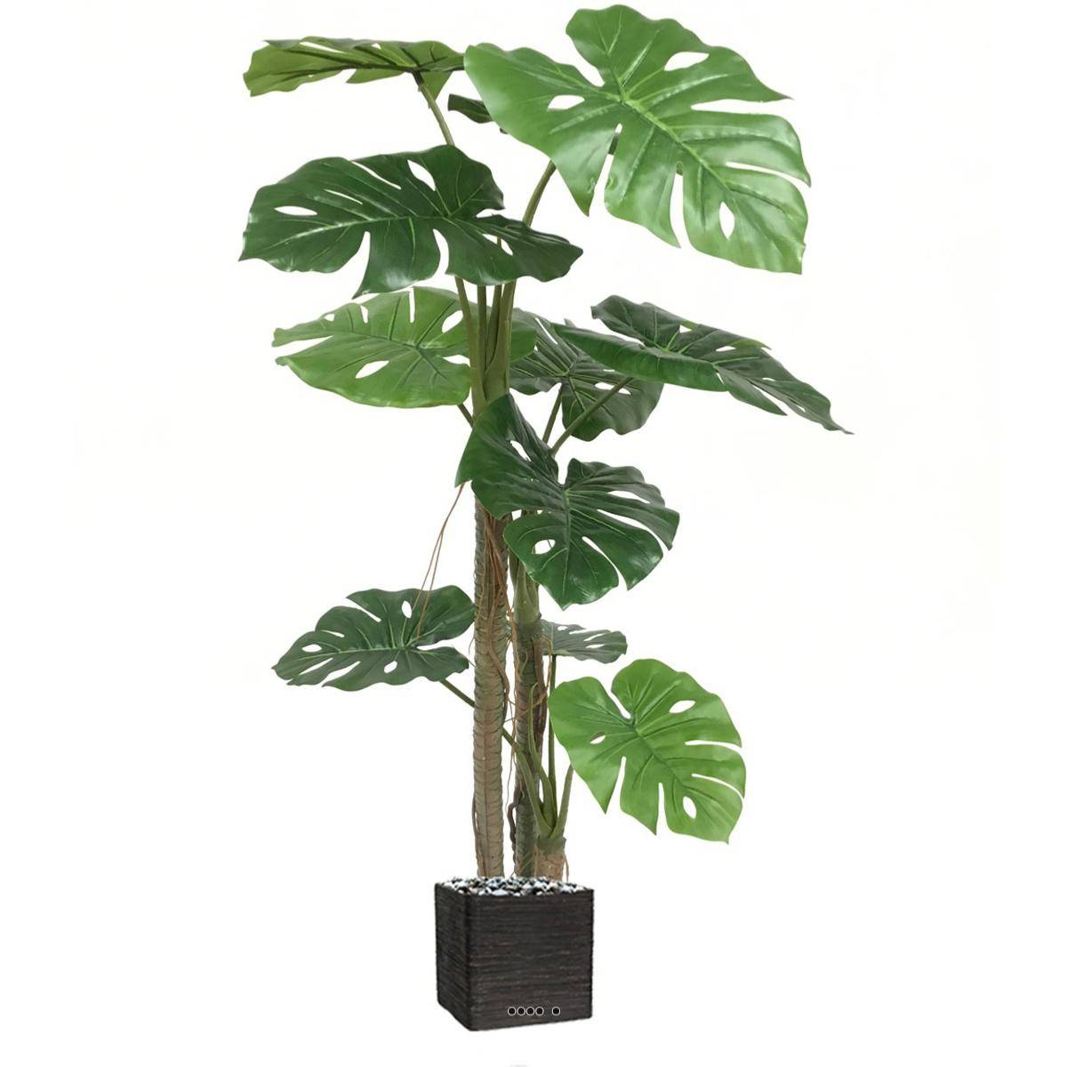 Artificielles - Philodendron artficiel 10 grandes feuilles en pot H 160 cm - Imagen 1