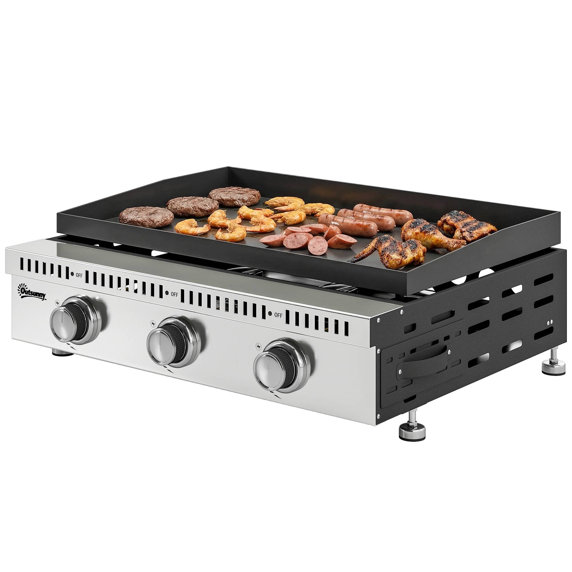 Barbecue à gaz portable de table avec bac récupérateur de graisse, noir. - Image 2