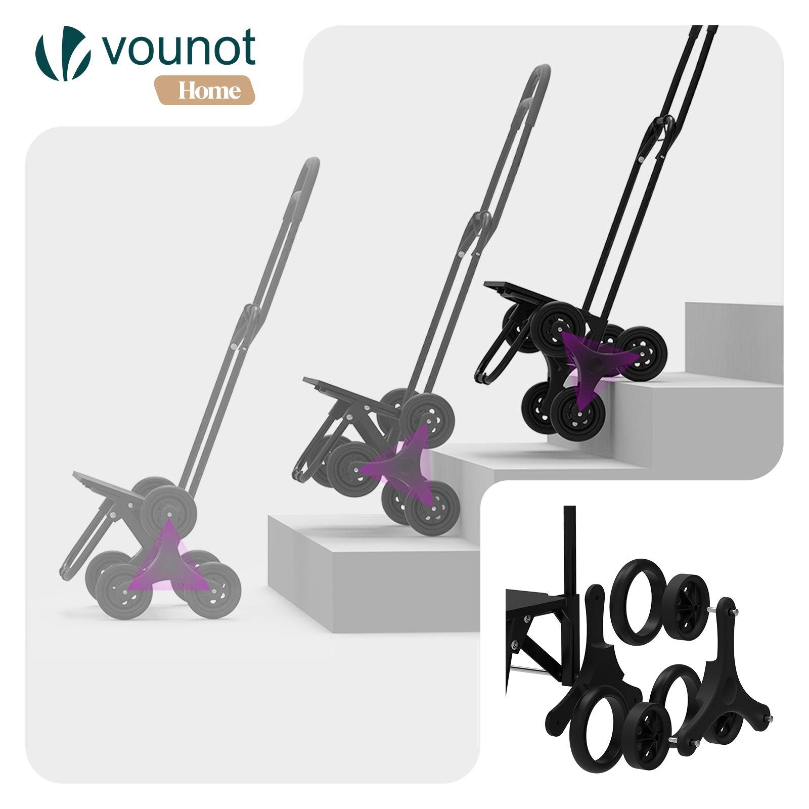 Vounot - Chariot de courses pliable monte escalier bleu marine - Image 6
