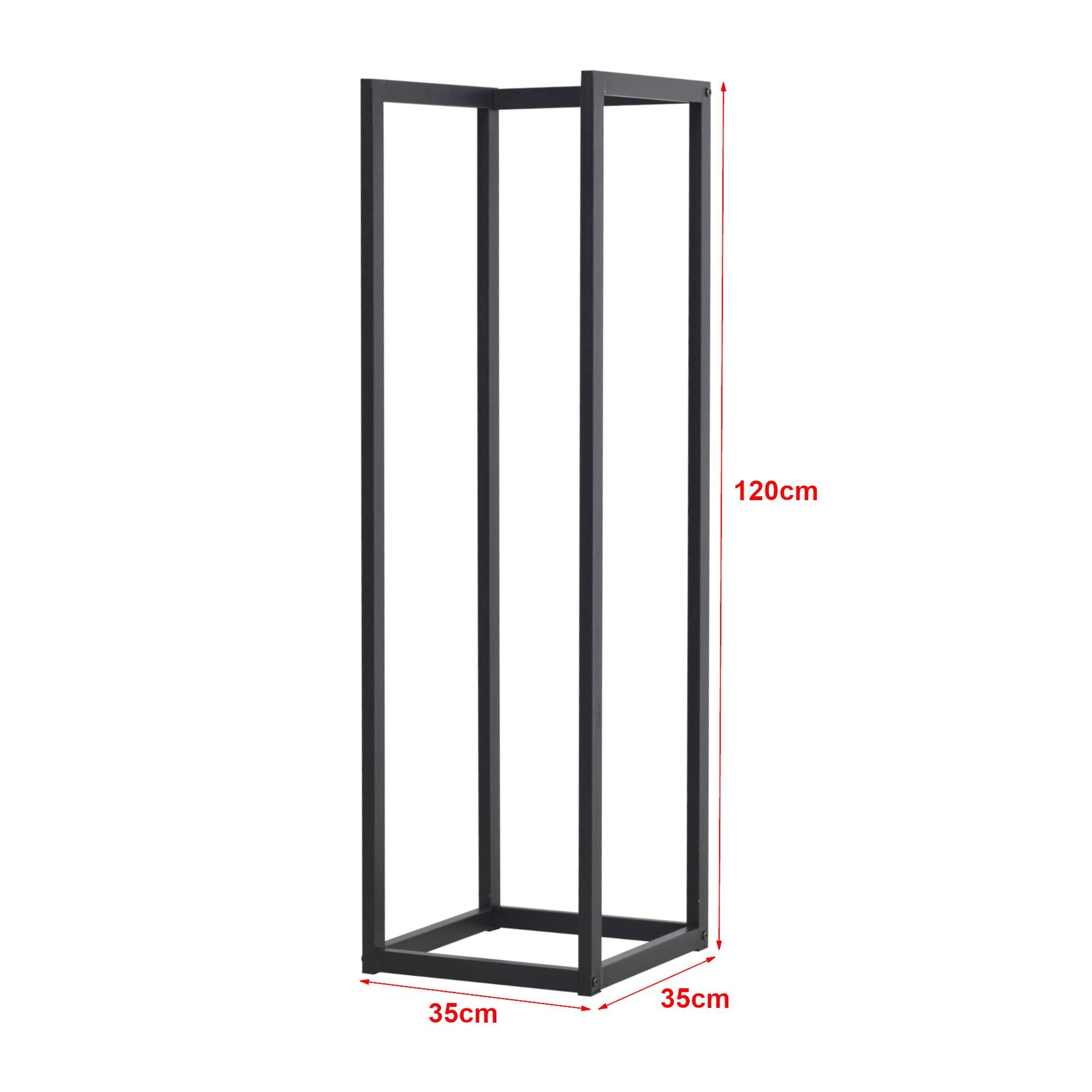 Helloshop26 - Range-bûches pour usage intérieur extérieur porte-bûches design support rangement bois de chauffage en acier 35 x 35 x 120 cm noir - Imagen 2
