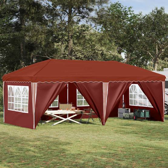 ComfortXL - Tente de réception pop-up acier 6 rideaux ajustable imperméable 575x288cm terre cuite - ComfortXL Outdoor Living - Image 1