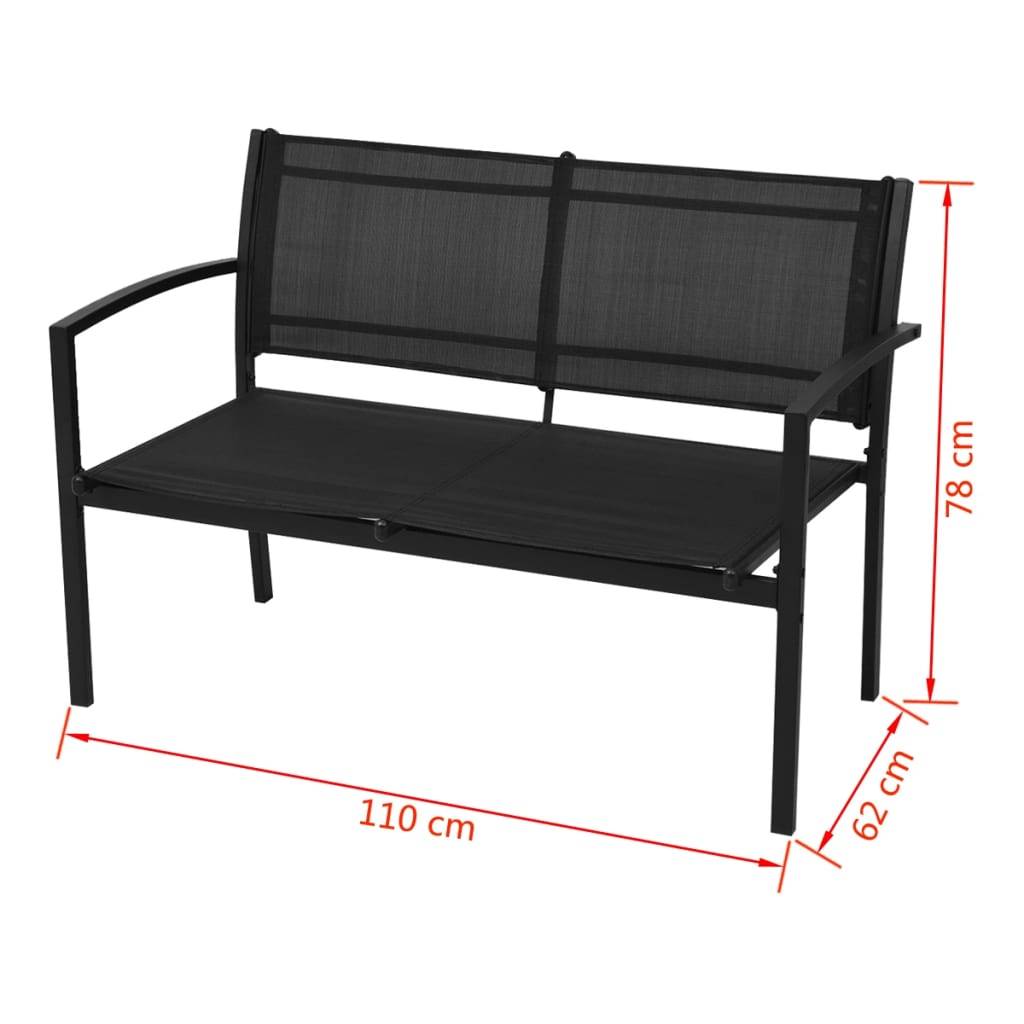 Vidaxl - Salon de jardin 4 pcs Textilène Noir vidaXL 42162 - Imagen 7