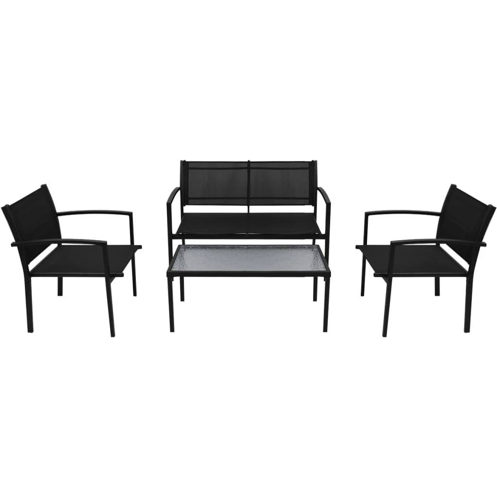 Vidaxl - Salon de jardin 4 pcs Textilène Noir vidaXL 42162 - Imagen 2