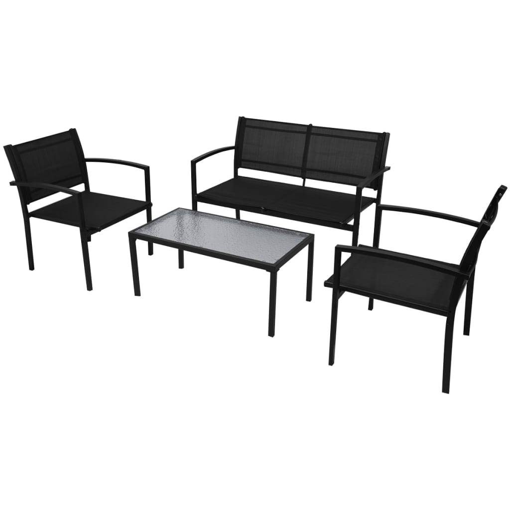 Vidaxl - Salon de jardin 4 pcs Textilène Noir vidaXL 42162 - Imagen 1