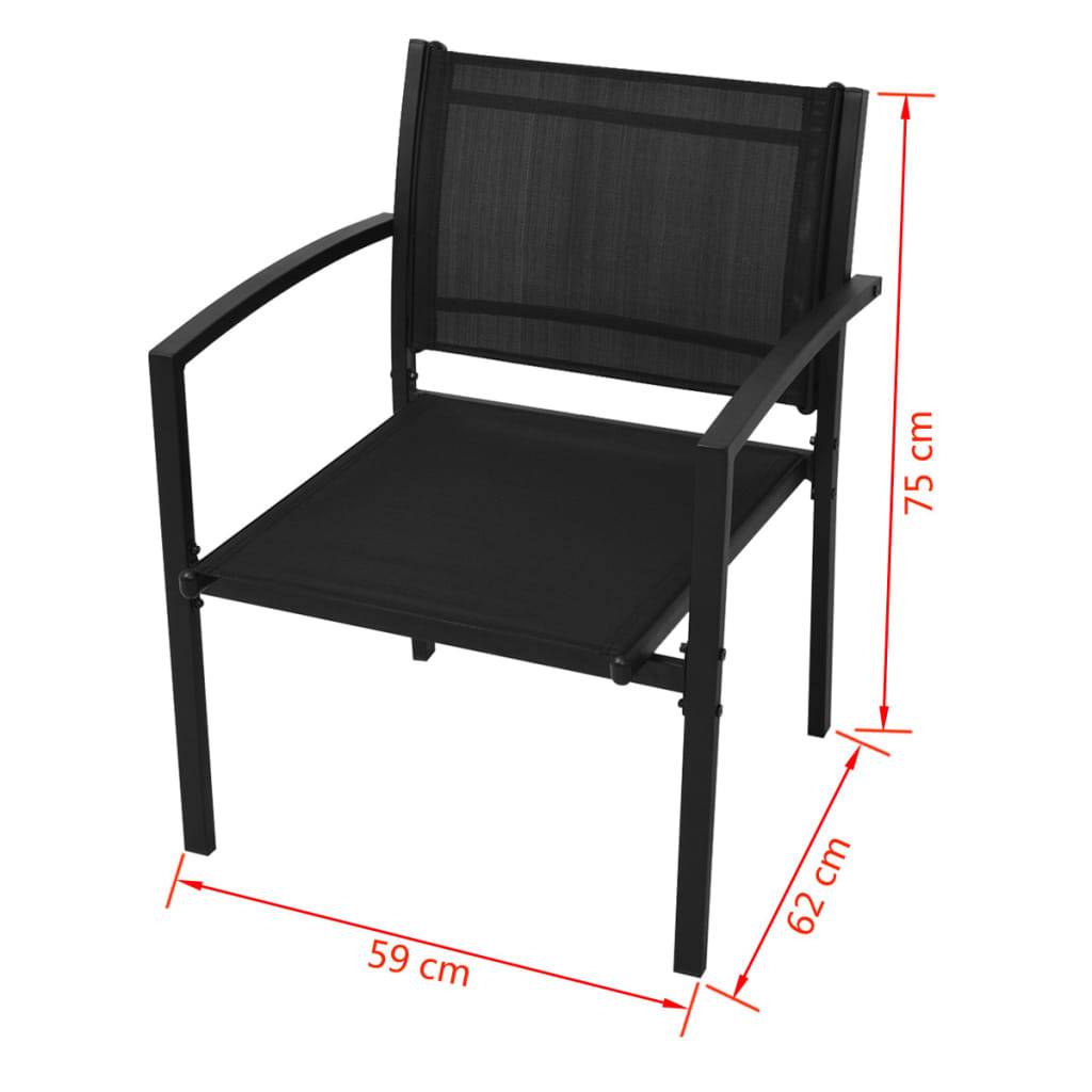 Vidaxl - Salon de jardin 4 pcs Textilène Noir vidaXL 42162 - Imagen 3
